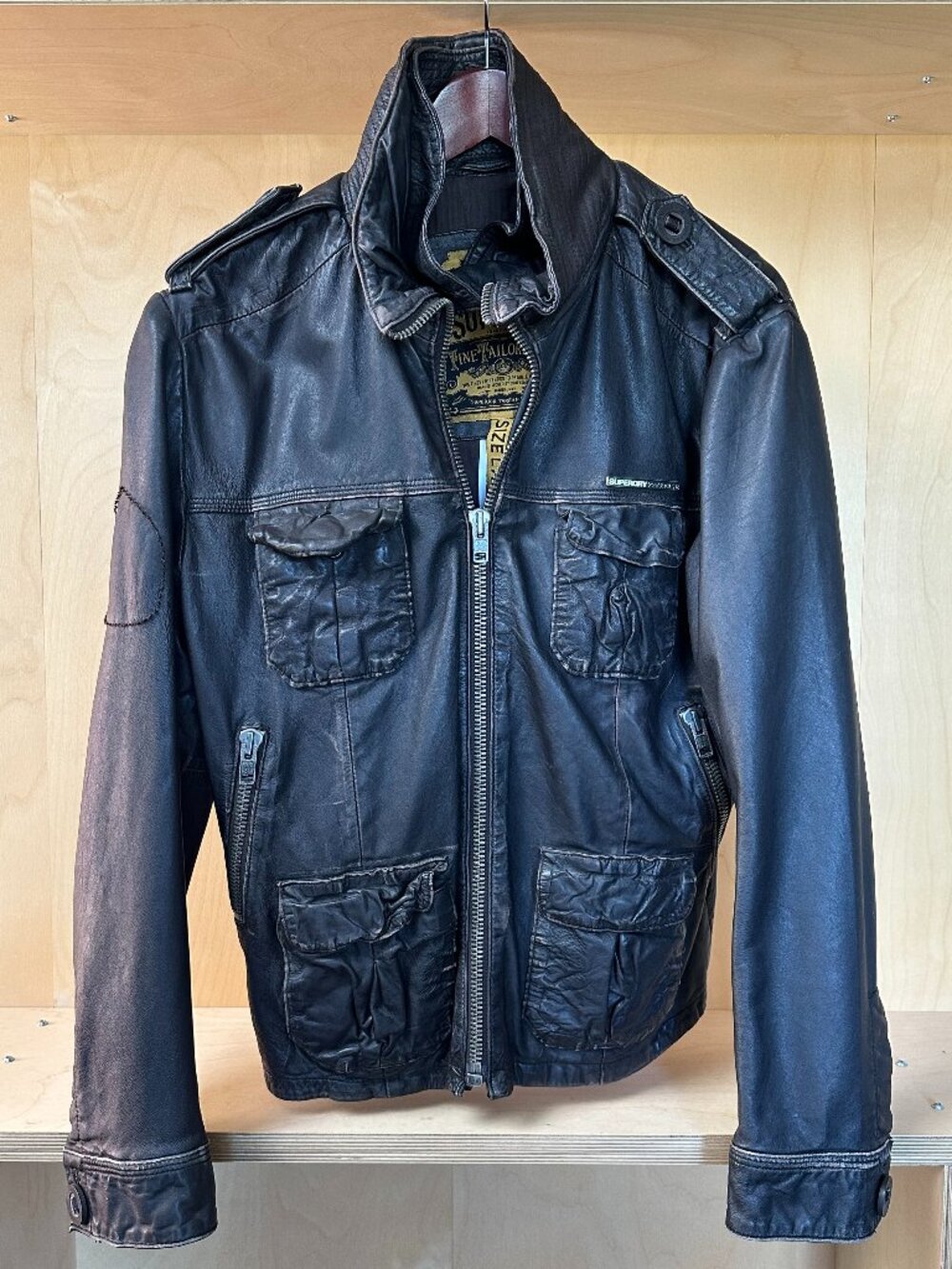 SUPERDRY Genuine Leather Men's Jacket, Large
